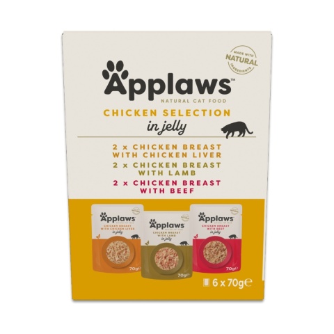 APPLAWS Cat Multipak degustacyjny z kurczakiem w saszetce w galaretce dla kota 6x70g