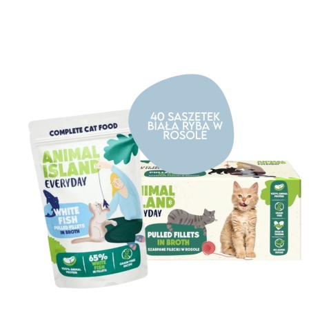 Animal Island 40x85g Biała ryba fileciki w rosole - karma mokra dla kota