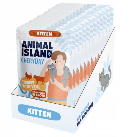 Animal Island Kitten indyk z cielęciną zestaw dla kociąt 12x85g