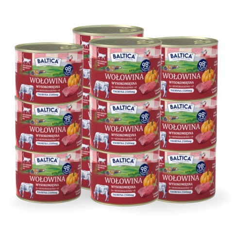 BALTICA SMAKI REGIONÓW Wołowina 12x185g - karma mokra dla kota zestaw