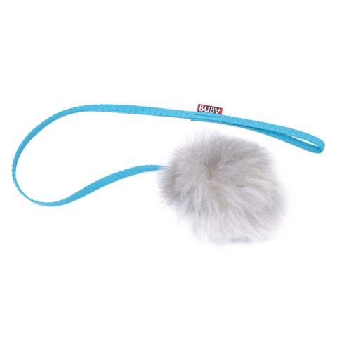 BUBA naturalny szarpak z futra owcy z rączką - zabawka łowiecka dla kota