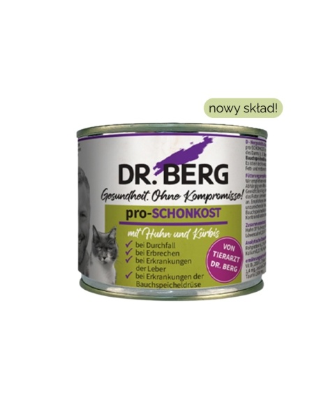 Dr. Berg Pro SCHONKOST - dietetyczna karma dla kotów z problemami żołądkowo-jelitowymi i biegunkami 200g