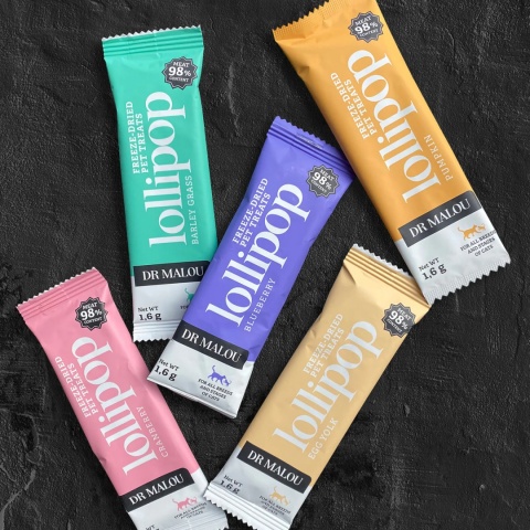 Dr Malou Liofilizowane lizaki mięsne dla kotów (mix smaków) 15 sztuk - przysmak dla kota 25g