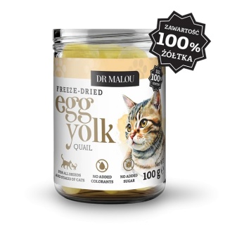 Dr Malou Liofilizowane żółtko przepiórcze dla kota - naturalna multiwitamina w formie przysmaku 100g