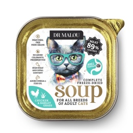 Dr Malou Soup Zupka kurczak z trawą jęczmienną - liofilizowana karma dla kotów 12g