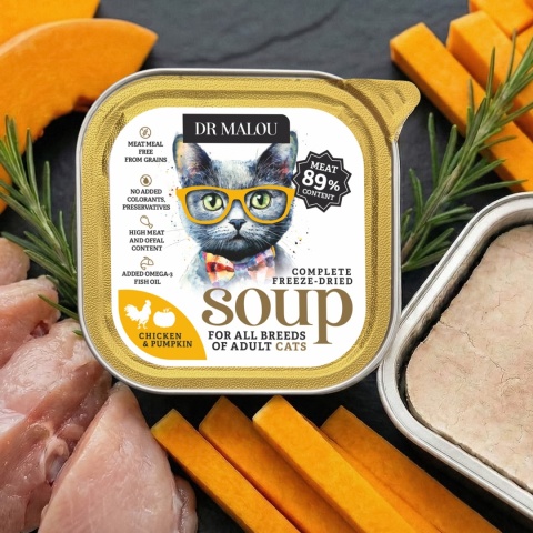 Dr Malou Zupka kurczak z dynią - liofilizowana karma dla kotów 12g