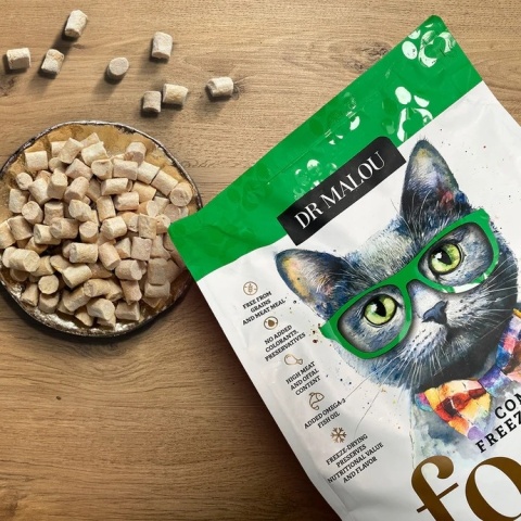 Dr Malou kurczak z łososiem - liofilizowana karma dla kota 500g