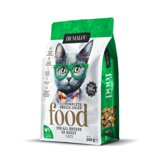Dr Malou kurczak z łososiem - liofilizowana karma dla kota 500g