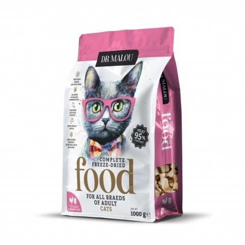 Dr Malou kurczak z sercami kurczaka - liofilizowana karma dla kota 1kg