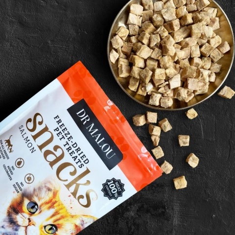 Dr Malou liofilizowany łosoś - przysmak dla kota mięsne kostki 50g