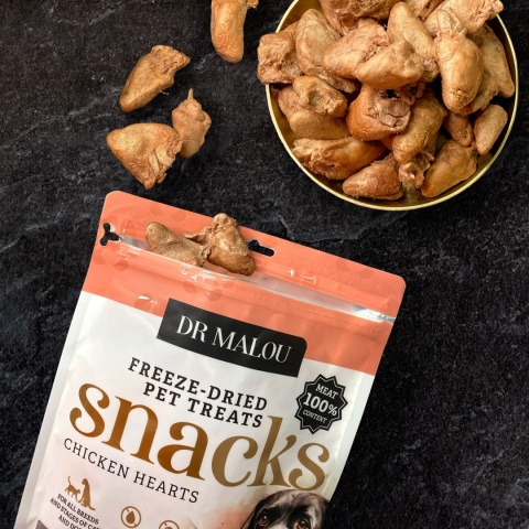 Dr Malou liofilizowane serca kurczaka - przysmak dla kota 150g
