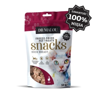 Dr Malou liofilizowana pierś z kaczki - przysmak dla kota mięsne kostki 50g