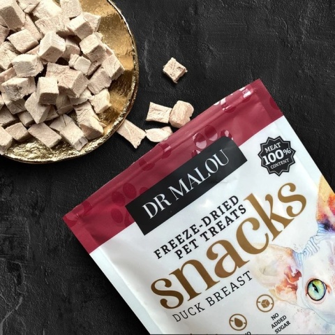 Dr Malou liofilizowana pierś z kaczki - przysmak dla kota mięsne kostki 50g
