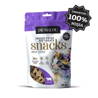 Dr Malou liofilizowana wątroba wołowa - przysmak dla kota mięsne kostki 50g