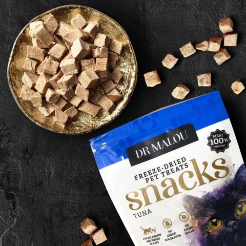 Dr Malou liofilizowany tuńczyk - przysmak dla kota mięsne kostki 50g