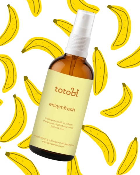 Totobi Enzymfresh Banana Kiss - enzymatyczny odświeżacz do pyszczka dla psa i kota o smaku banana 100ml