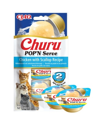 Inaba Churu Pop'n Serve Chicken Scallop kurczak z przegrzebkami - przysmak w galaretce dla kotów 2x35g
