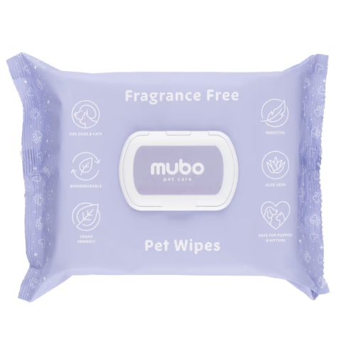Mubo Fragrance Free Pet Wipes 100szt. - delikatne chusteczki z aloesem bezzapachowe