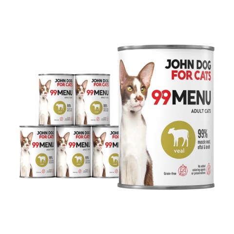 Pakiet 99 MENU John Dog for Cats kurczak i cielęcina - karma mokra dla kota 6x400g