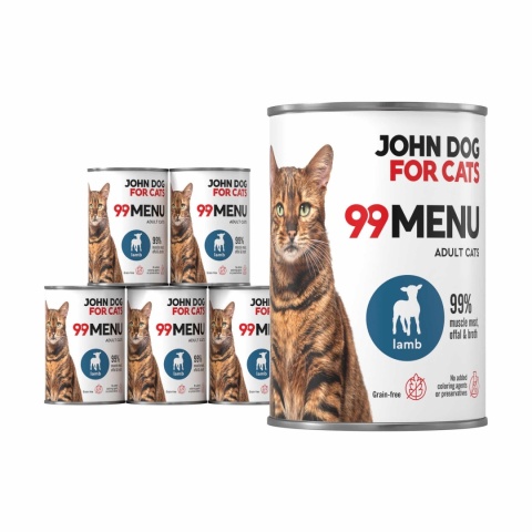Pakiet 99 MENU John Dog for Cats kurczak i jagnięcina - karma mokra dla kota 6x400g