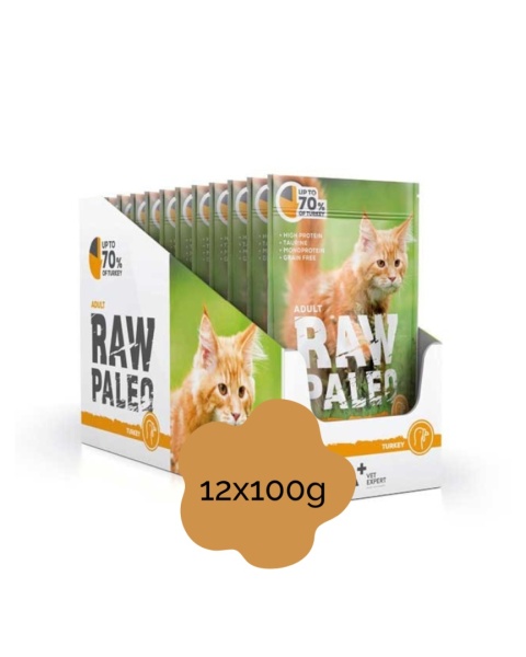 RAW PALEO ADULT TURKEY zestaw 12x100g - mokra karma dla kotów indyk