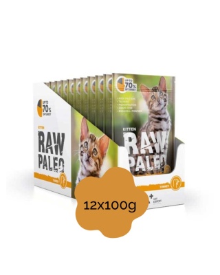 RAW PALEO KITTEN TURKEY zestaw 12x100g - mokra karma dla kociąt indyk