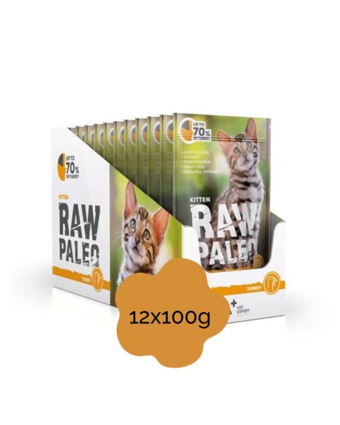 RAW PALEO KITTEN TURKEY zestaw 12x100g - mokra karma dla kociąt indyk