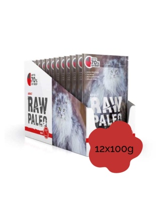 RAW PALEO ADULT CAT BEEF zestaw 12x100g - mokra karma dla kotów dorosłych wołowina