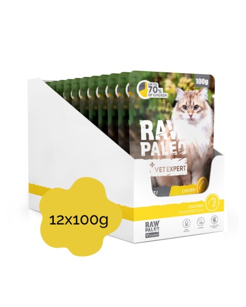 RAW PALEO ADULT CAT CHICKEN zestaw 12x100g - mokra karma dla kota kurczak