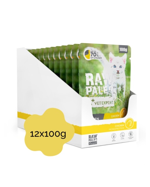 RAW PALEO KITTEN CHICKEN zestaw 12x100g - mokra karma dla kociąt kurczak