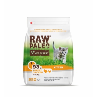 RAW PALEO KITTEN - sucha karma z indykiem i kurczakiem dla kociąt 250g