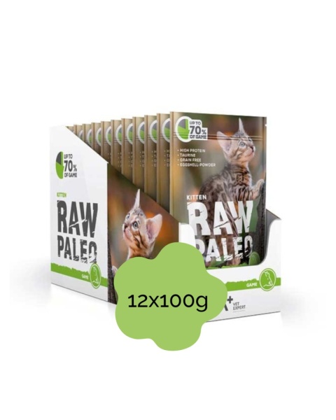RAW PALEO KITTEN GAME zestaw 12x100g - mokra karma dla kociąt dziczyzna