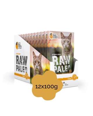 RAW PALEO STERILISED TURKEY zestaw 12x100g - mokra karma dla kotów indyk