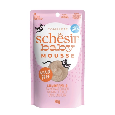 Schesir Baby Mousse łosoś z kurczakiem dla kociąt 70g