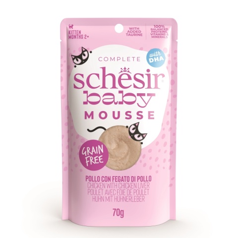 Schesir Baby Mousse kurczak z wątróbką dla kociąt 70g