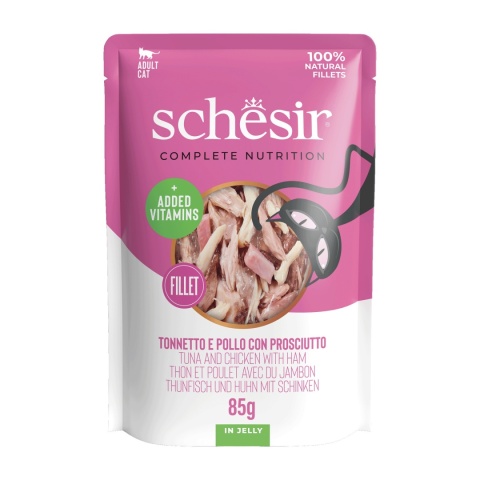 Schesir Tuna Chicken Ham in Jelly tuńczyk z kurczakiem i szynką w galarecie - karma dla kota 85g
