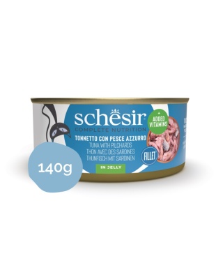 Schesir tuńczyk z sardynkami Fillet in Jelly 140g - karma mokra dla kota w galaretce