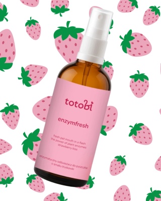 Totobi Enzymfresh Strawberry Kiss - enzymatyczny odświeżacz do pyszczka dla psa i kota o smaku truskawki 100ml