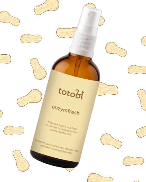 Totobi Enzymfresh Peanut Kiss - enzymatyczny odświeżacz do pyszczka dla psa i kota o smaku masła orzechowego 100ml