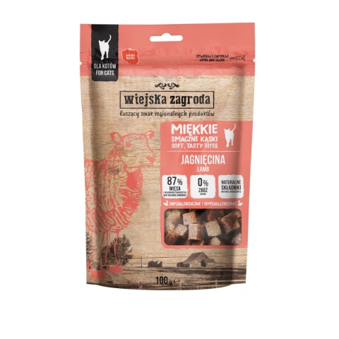 Wiejska Zagroda kąski jagnięcina - miękki przysmak dla kota 100g