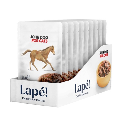 Zestaw 10x100g John Dog for Cats Lape Konina - monobiałkowa karma mokra dla kota