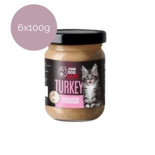 Zestaw 6x100g John Dog for Cats Mousse - mus z indyka Kitten dla kociąt