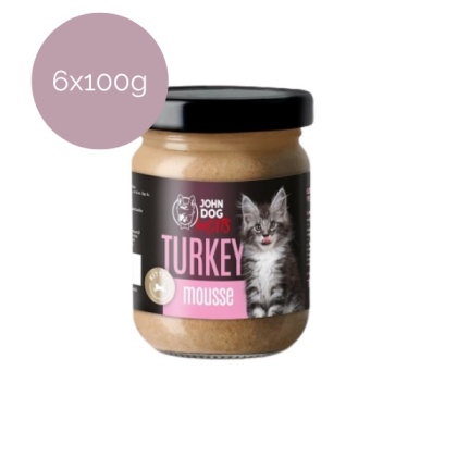 Zestaw 6x100g John Dog for Cats Mousse - mus z indyka Kitten dla kociąt