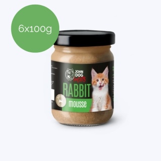 Zestaw 6x100g John Dog for Cats Mousse - mus z królika Kitten dla kociąt