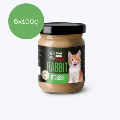 Zestaw 6x100g John Dog for Cats Mousse - mus z królika Kitten dla kociąt