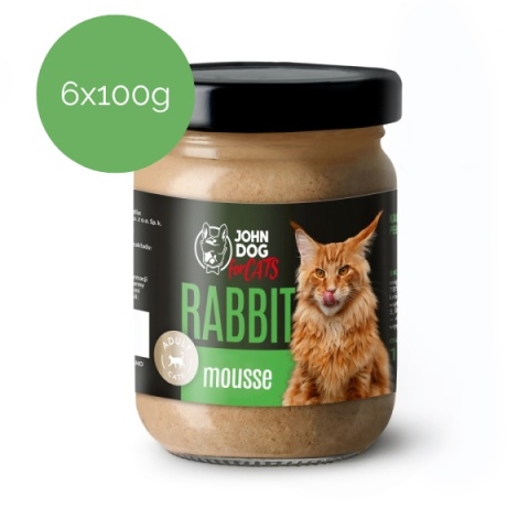 Zestaw 6x100g John Dog for Cats Mousse - mus z królika