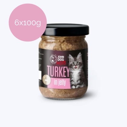 Zestaw 6x100g John Dog for Cats indyk w galaretce Kitten dla kociąt