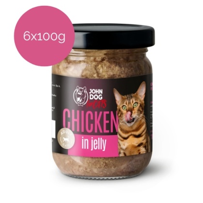 Zestaw 6x100g John Dog for Cats kurczak w galaretce