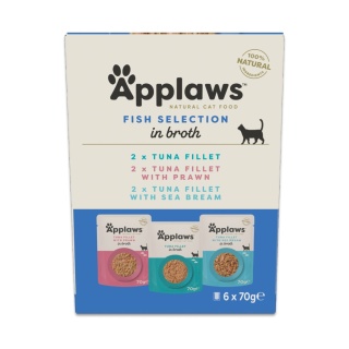 APPLAWS Cat Multipak degustacyjny z rybami w saszetce w bulionie dla kota 6x70g
