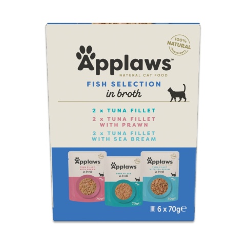 APPLAWS Cat Multipak degustacyjny z rybami w saszetce w bulionie dla kota 6x70g